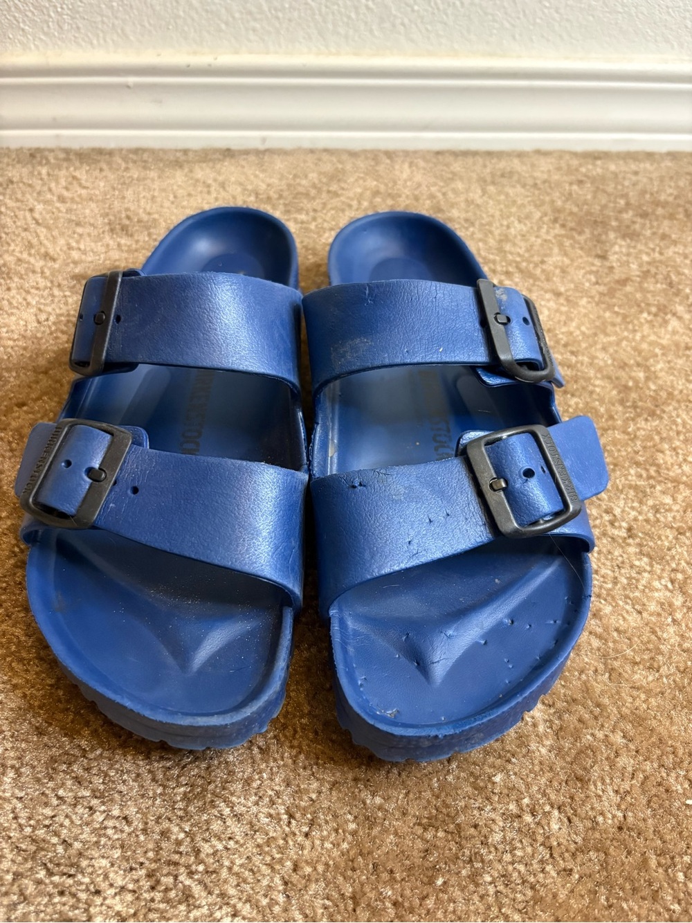 Birkenstock Blue Two-Buckle Slide Sandals